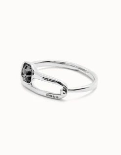 Bangle bracelet with a black crystal