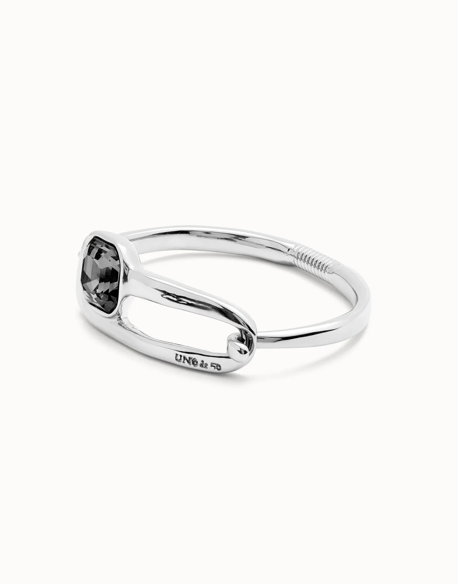 Bangle bracelet with a black crystal