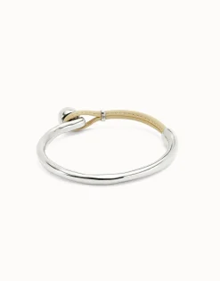 Bangle bracelet with ivory leather