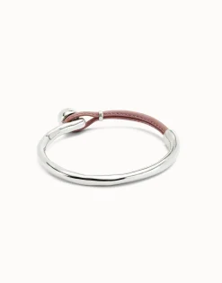 Bangle bracelet with lilac leather