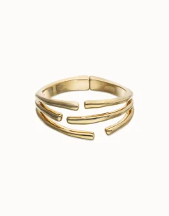 Bangle bracelet with multiple intertwined organic shapes