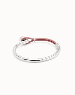 Bangle bracelet with pink leather