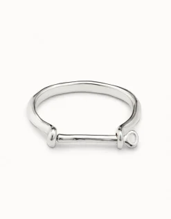 Bangle bracelet with shackle‑style clasp