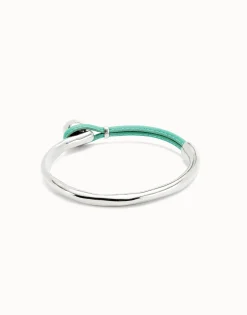 Bangle bracelet with turquoise leather