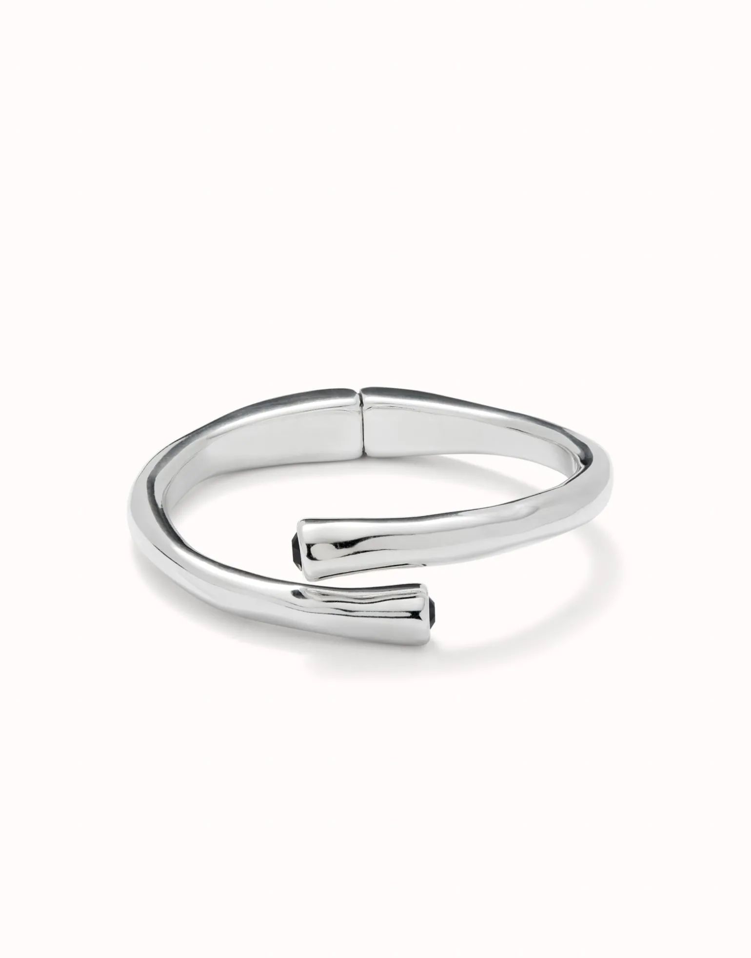 Bangle bracelet with two black crystal