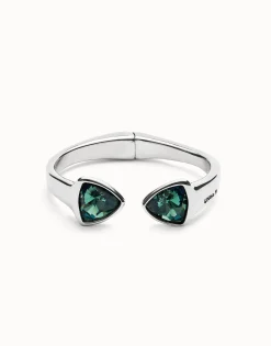 Bangle bracelet with two multicolored crystals