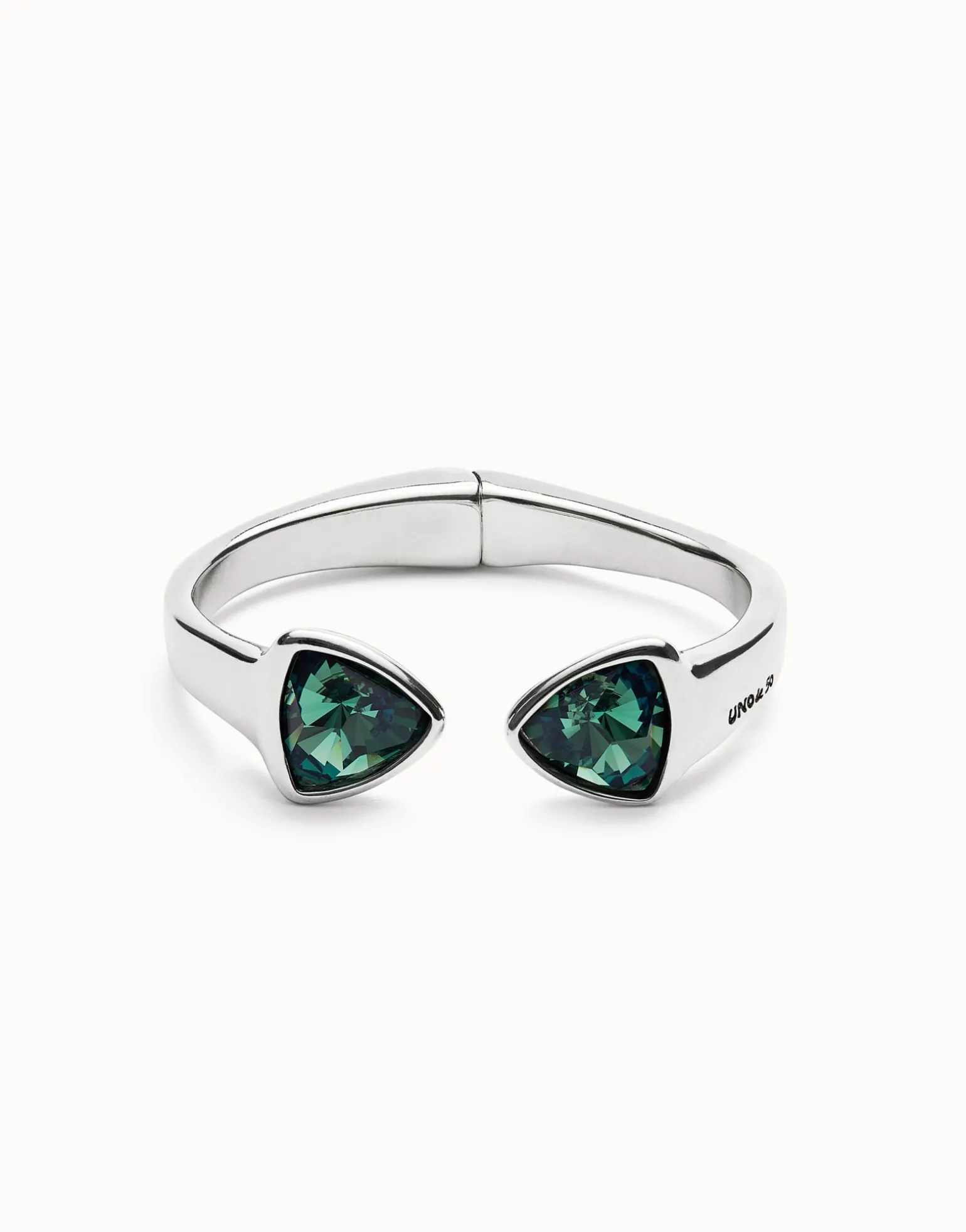 Bangle bracelet with two multicolored crystals
