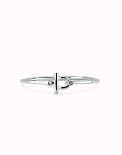 Bangle bracelet with white topaz