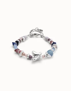 Beaded bracelet with multicolor handmade crystals