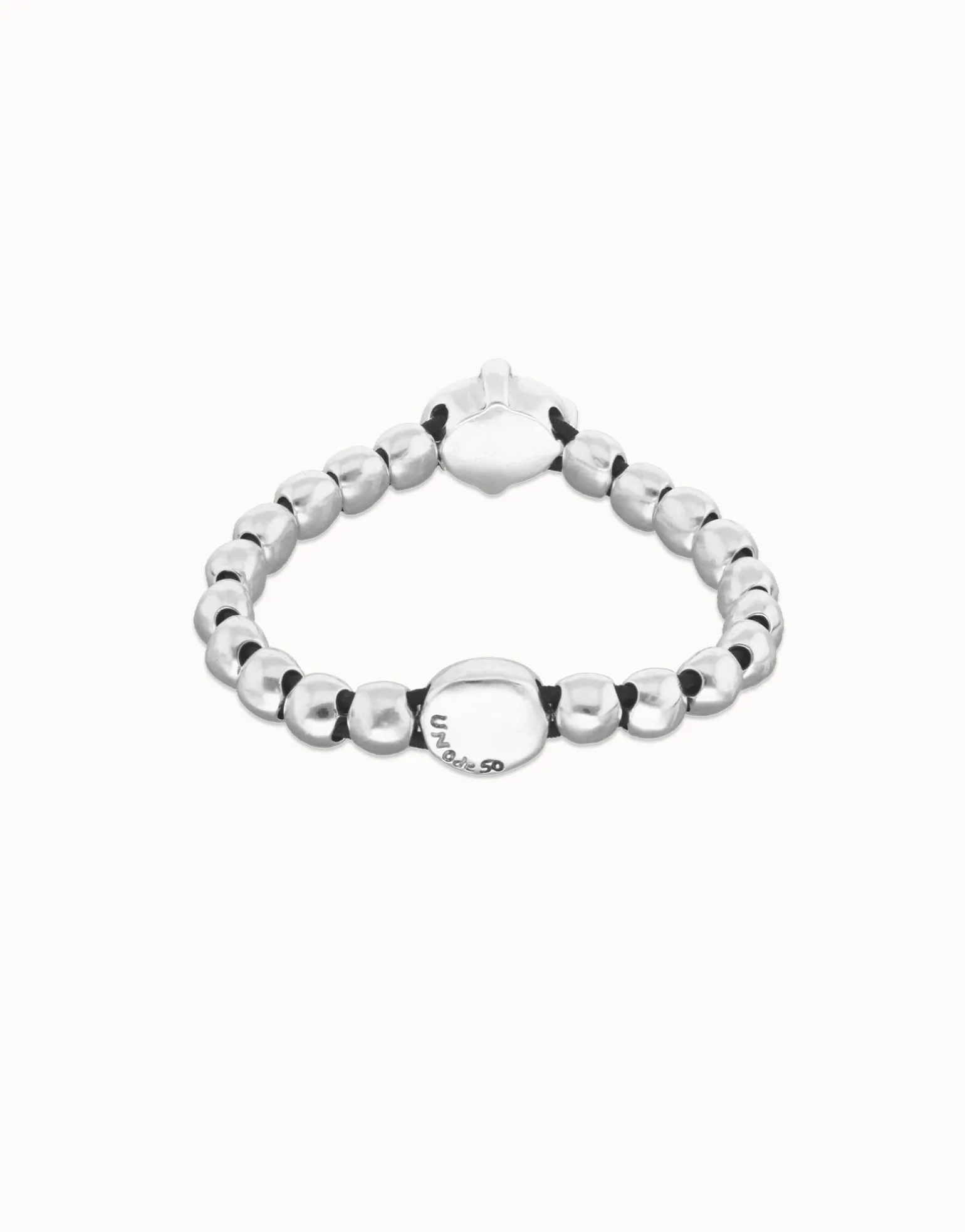 Beaded bracelet with oval faceted black crystal