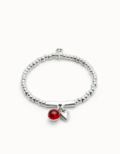 Beaded bracelet with red murano glass
