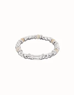 Beaded bracelet with silver and ivory beads