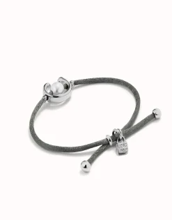 Black cord bracelet with a pearl