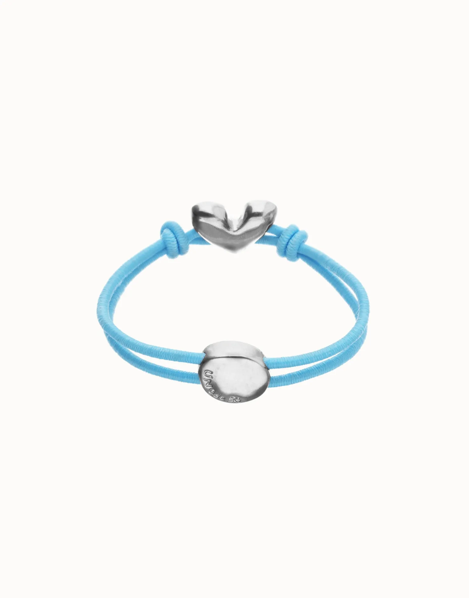 Blue elastic thread bracelet with heart