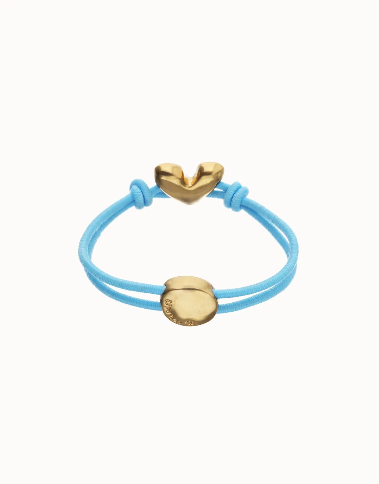 Blue elastic thread bracelet with heart
