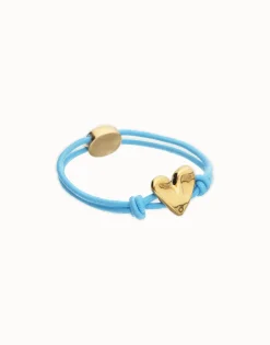 Blue elastic thread bracelet with heart