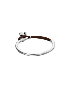 Brown leather bracelet with butterfly ornament