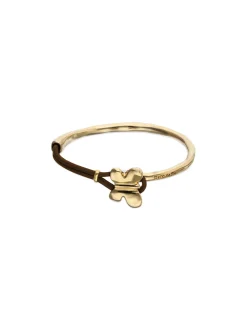 Brown leather bracelet with butterfly ornament