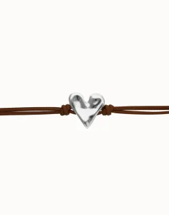 Brown leather bracelet with heart detail