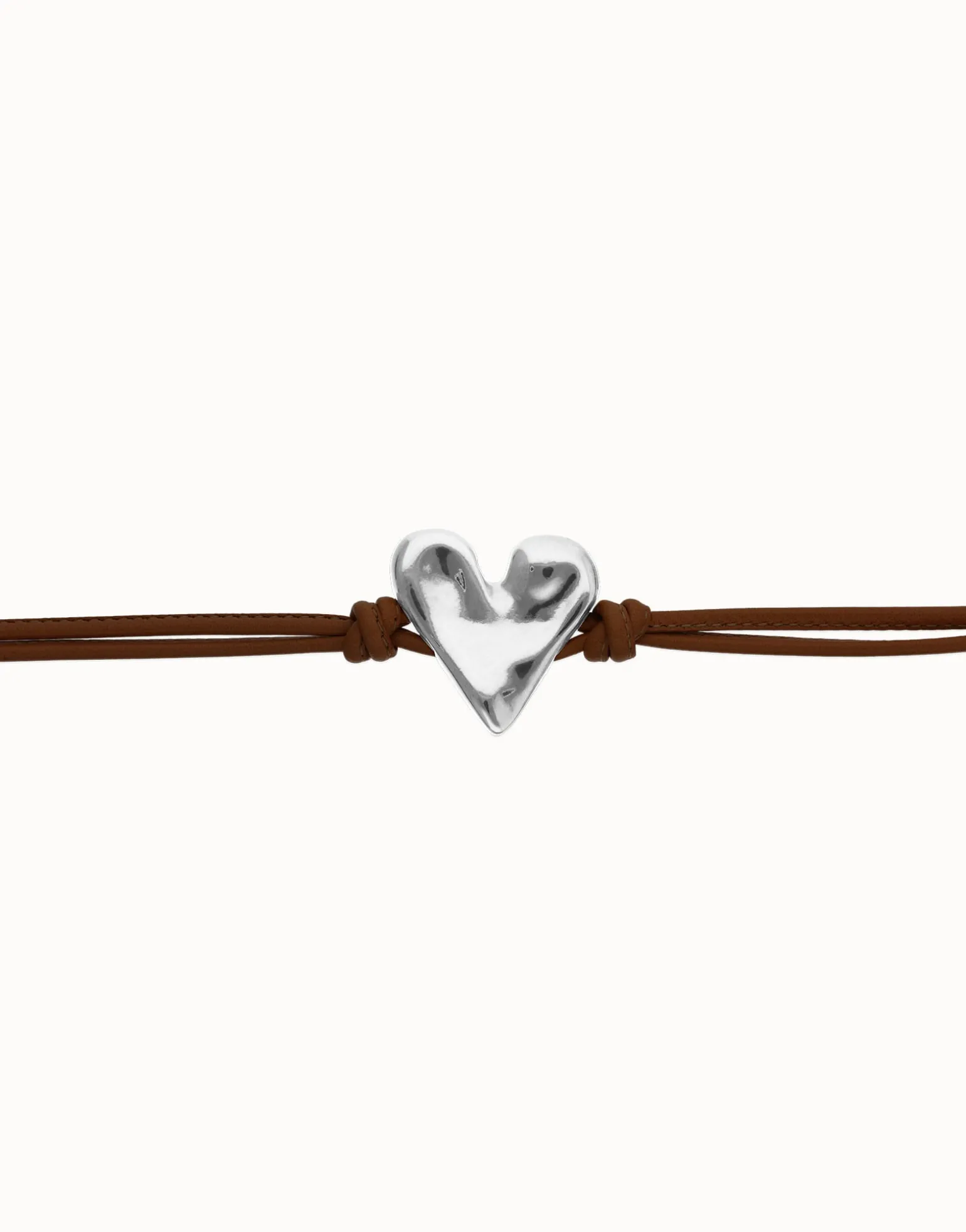 Brown leather bracelet with heart detail
