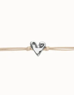 Camel leather bracelet with heart detail