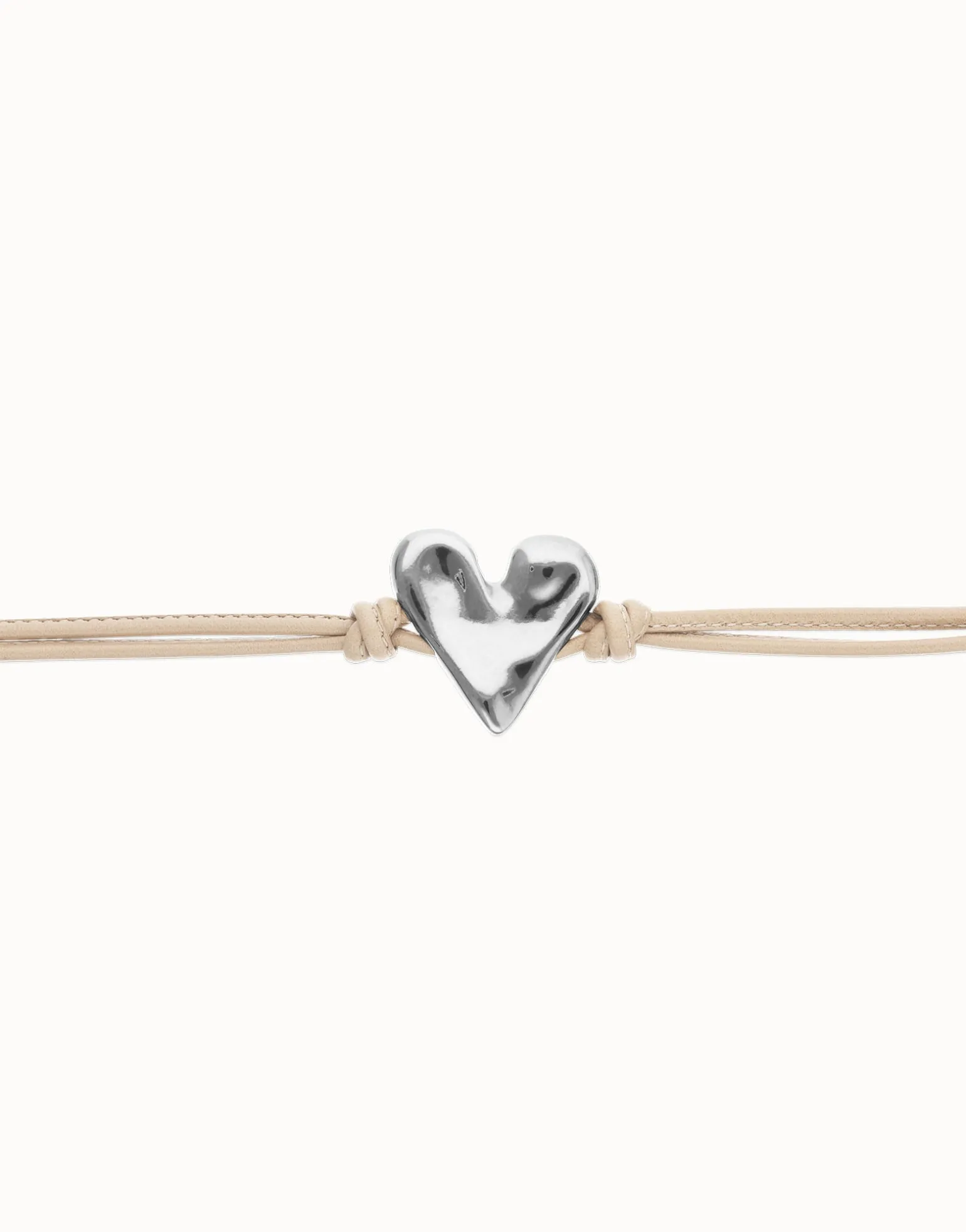 Camel leather bracelet with heart detail