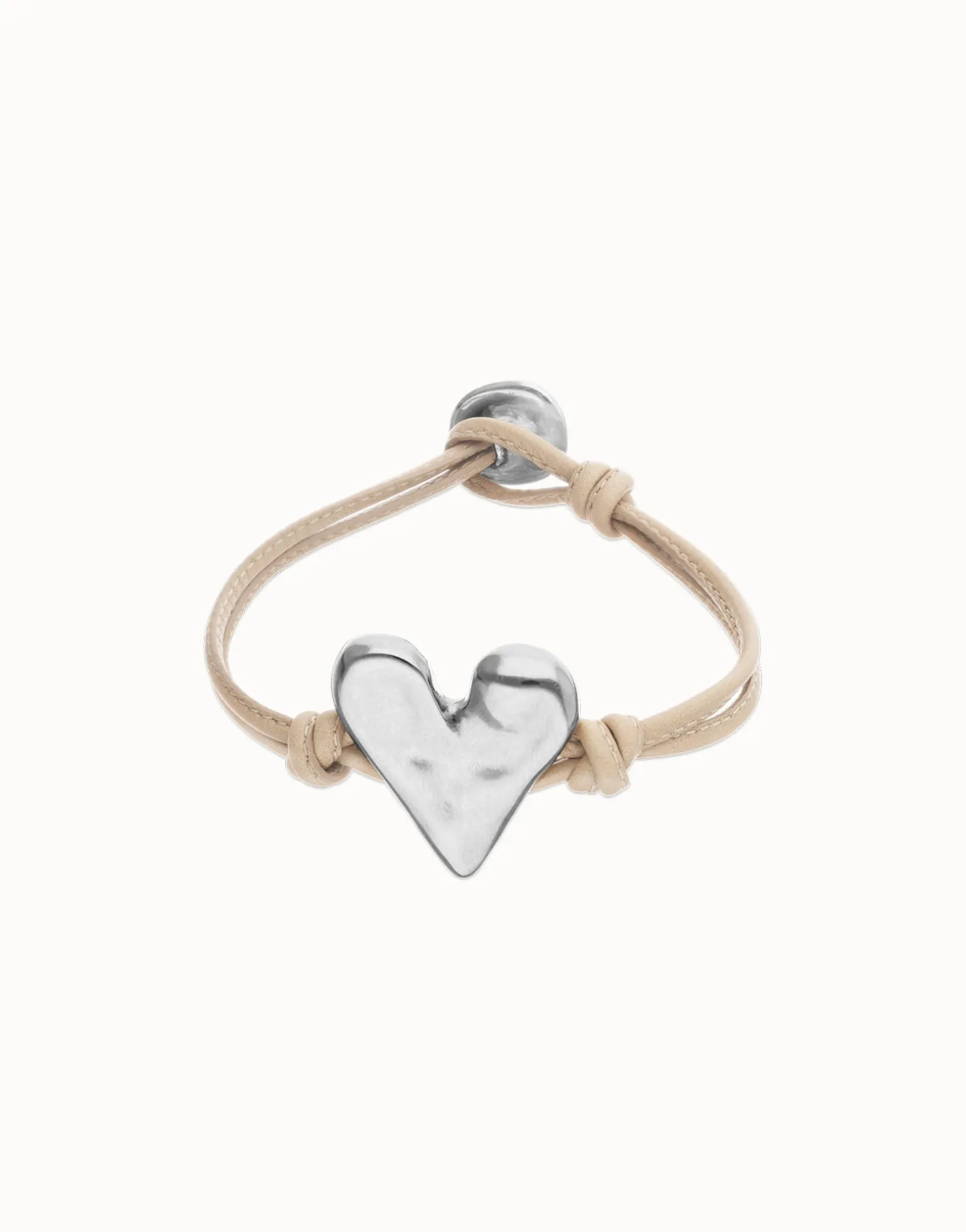 Camel leather bracelet with heart detail
