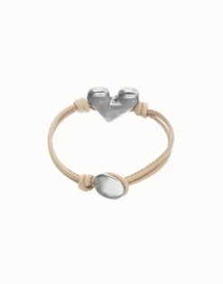 Camel leather bracelet with heart detail