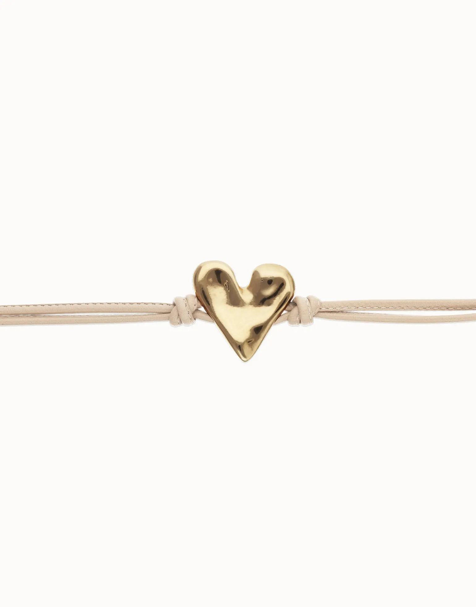 Camel leather bracelet with heart detail