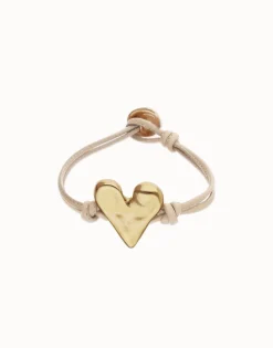 Camel leather bracelet with heart detail