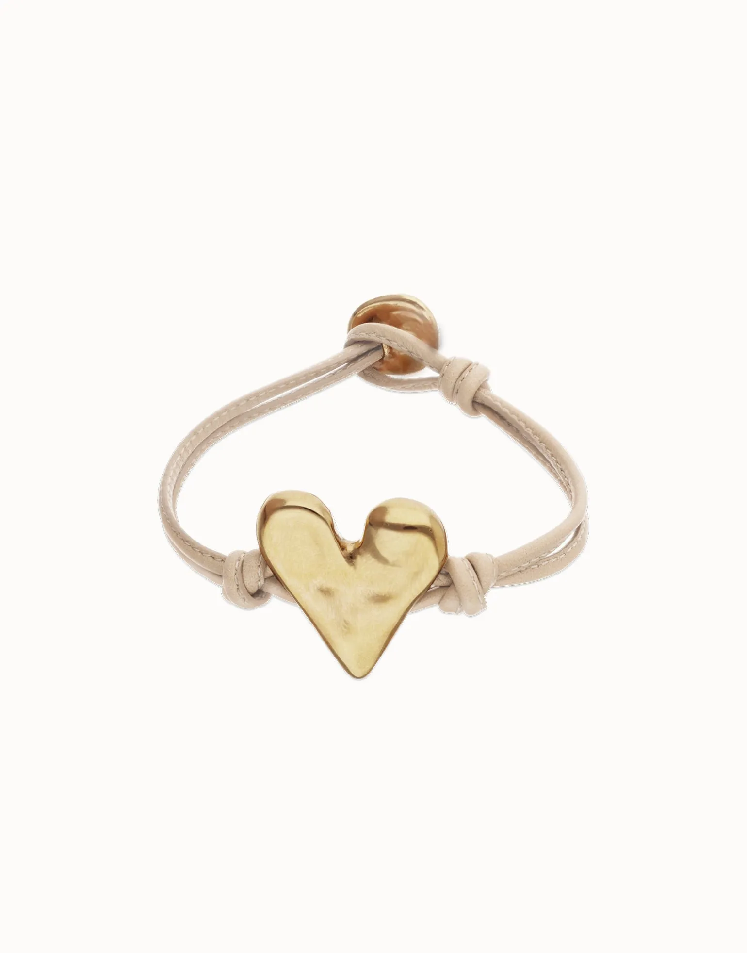 Camel leather bracelet with heart detail
