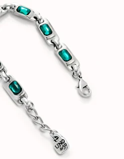 Chain bracelet with green crystals