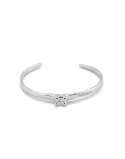 Cuff bracelet with blue cubic zirconia