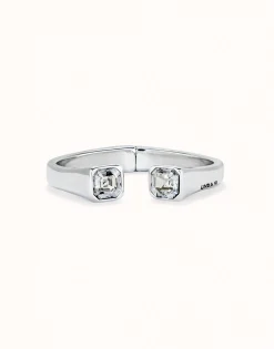 Cuff bracelet with white crystal