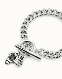 Curb link chain bracelet with charms