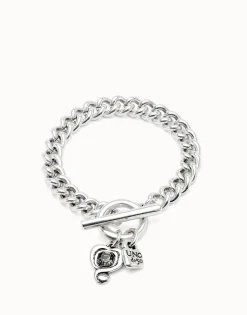 Curb link chain bracelet with charms