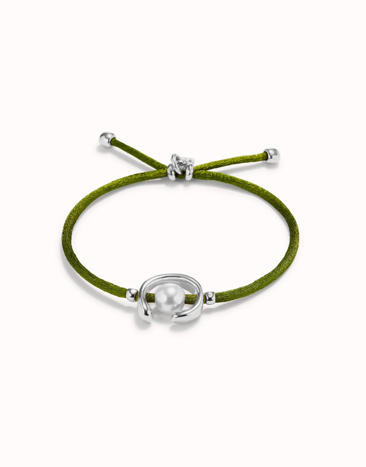 Dark green cord bracelet a pearl
