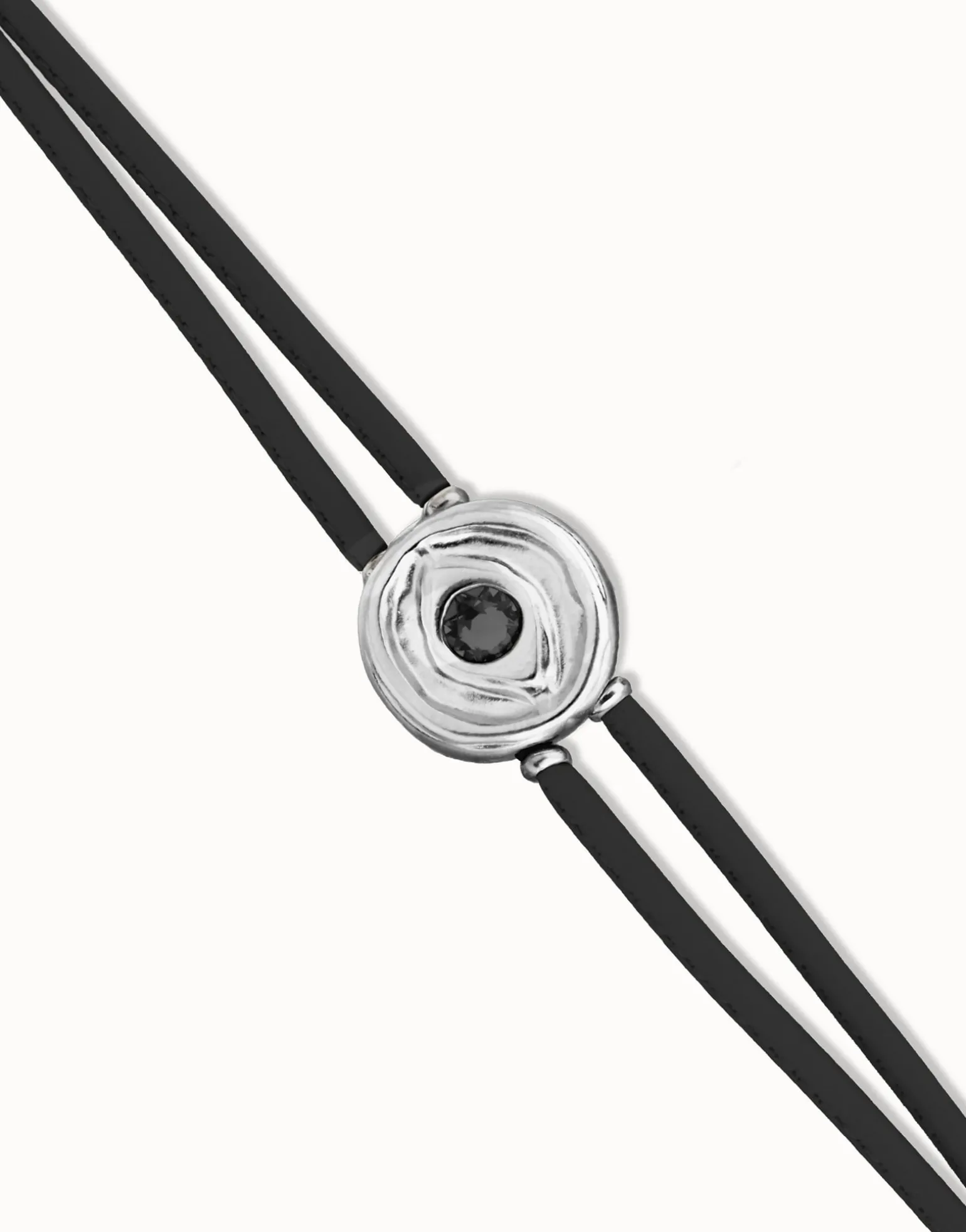 Double black leather birthstone bracelet with eye