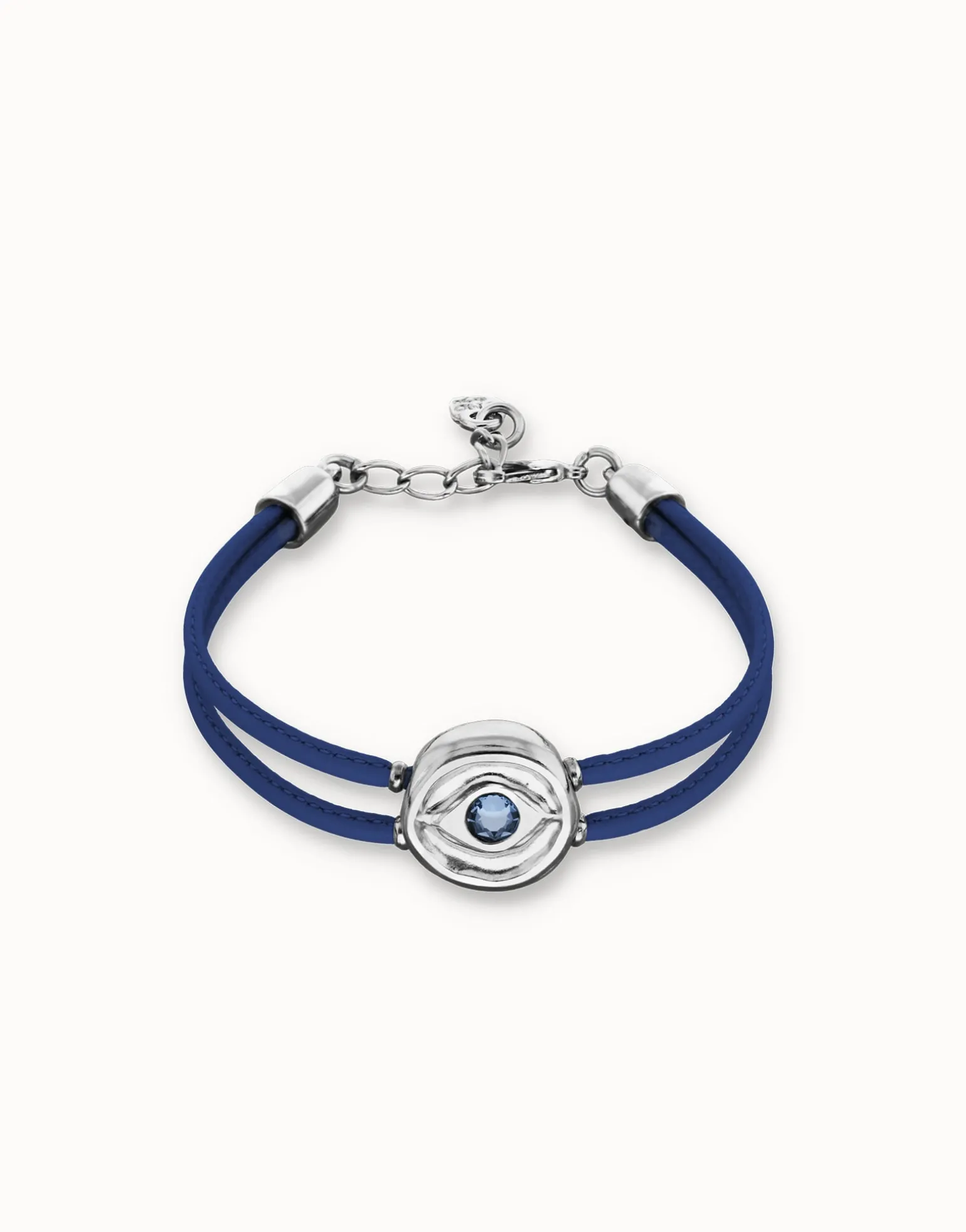 Double blue leather birthstone bracelet with eye
