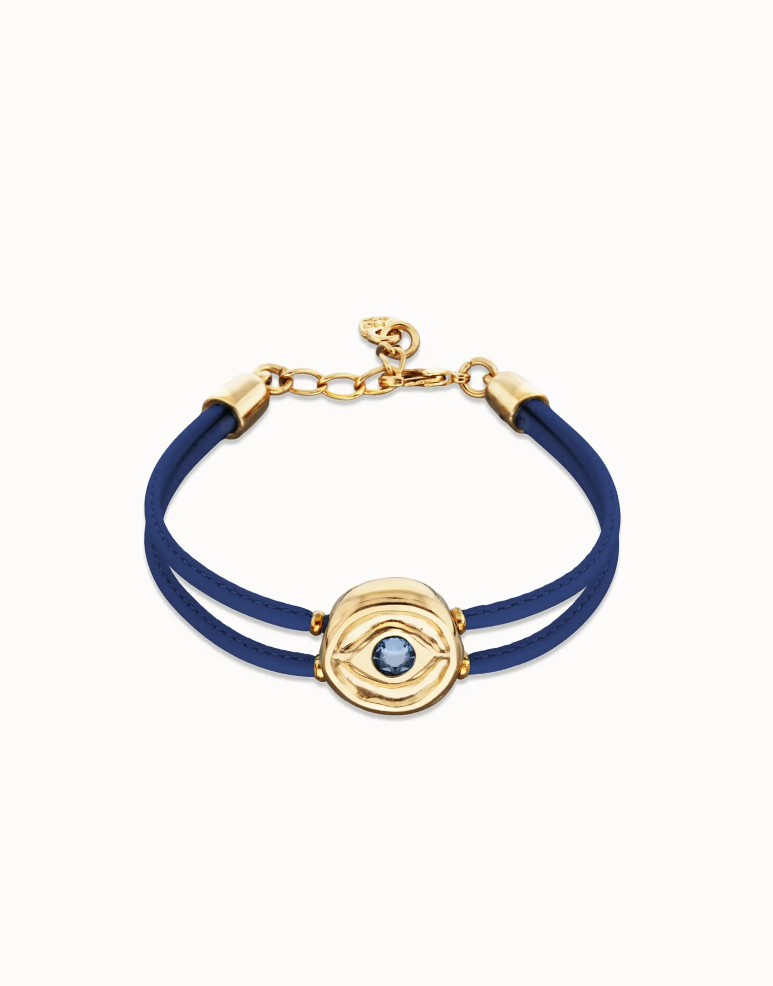 Double blue leather birthstone bracelet with eye