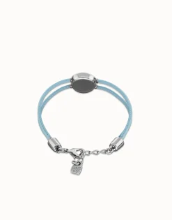 Double blue leather birthstone bracelet with eye
