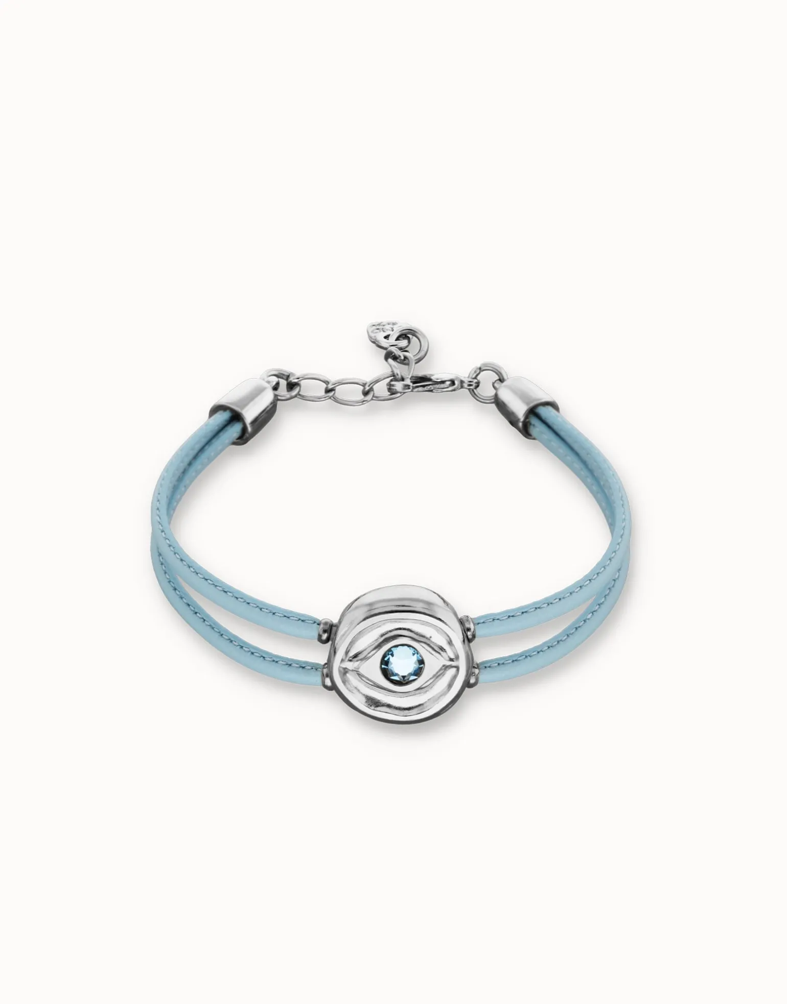 Double blue leather birthstone bracelet with eye
