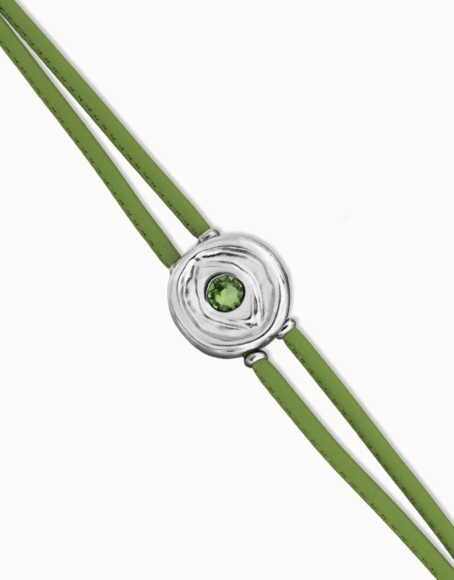 Double green leather birthstone bracelet with eye