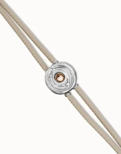 Double ivory leather birthstone bracelet with eye