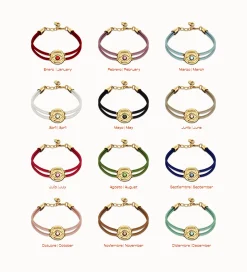 Double ivory leather birthstone bracelet with eye