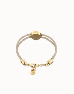 Double ivory leather birthstone bracelet with eye