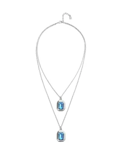 Double necklace with two rectangular faceted crystals