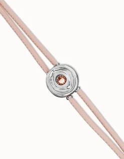 Double pink leather birthstone bracelet with eye