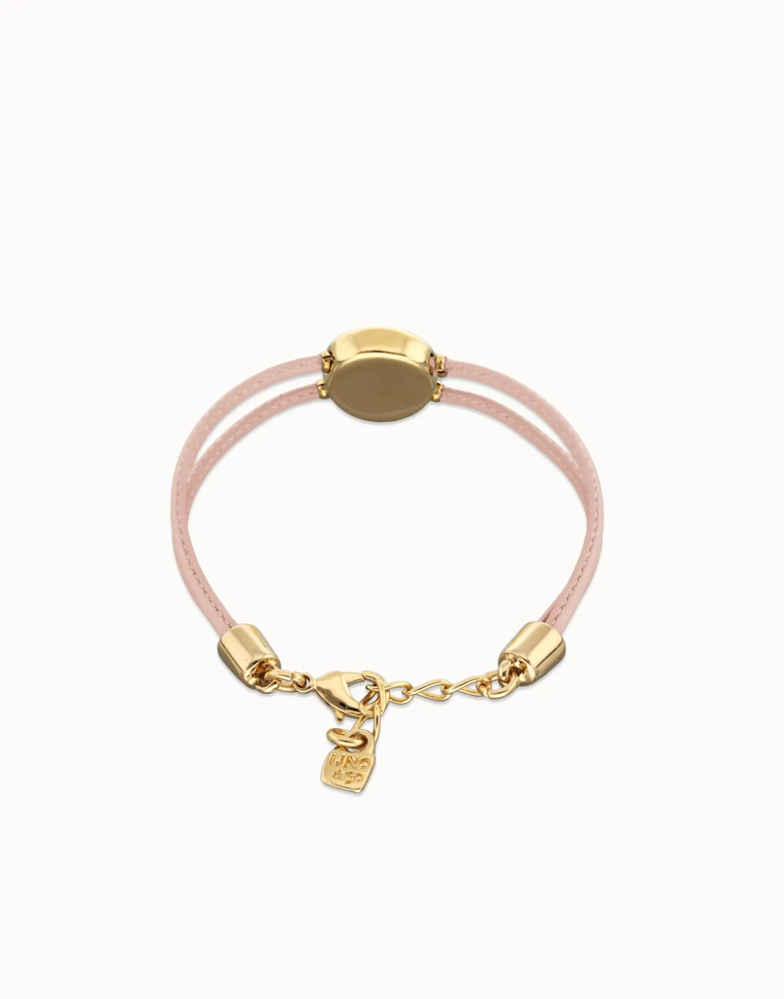 Double pink leather birthstone bracelet with eye