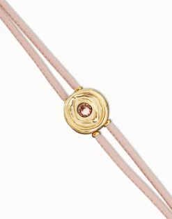 Double pink leather birthstone bracelet with eye